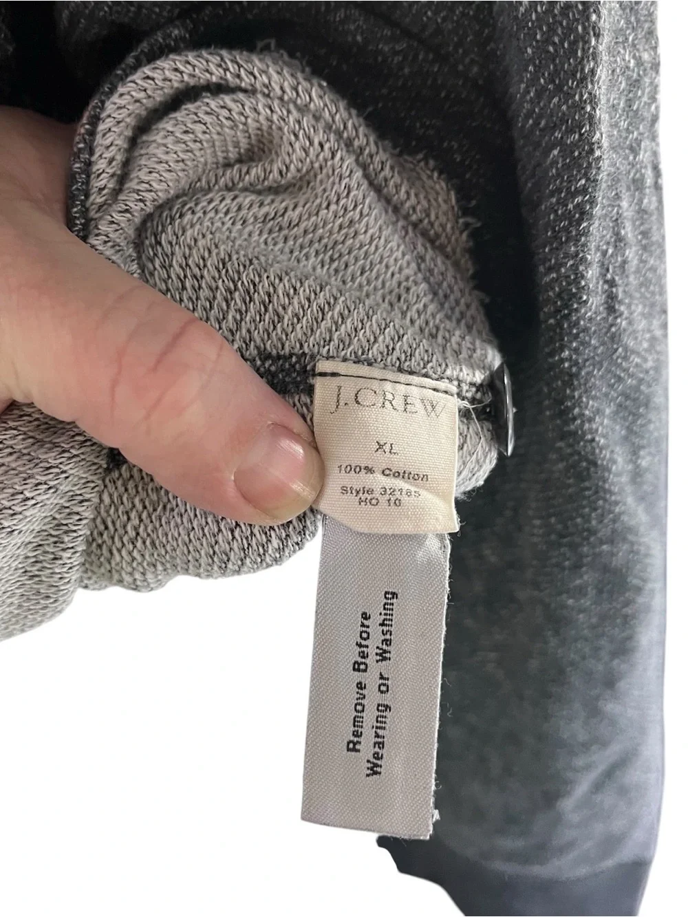 J Crew Authentic Vintage Fleece Heather Grey Long Sleeve Henley Sz XL 3 Button